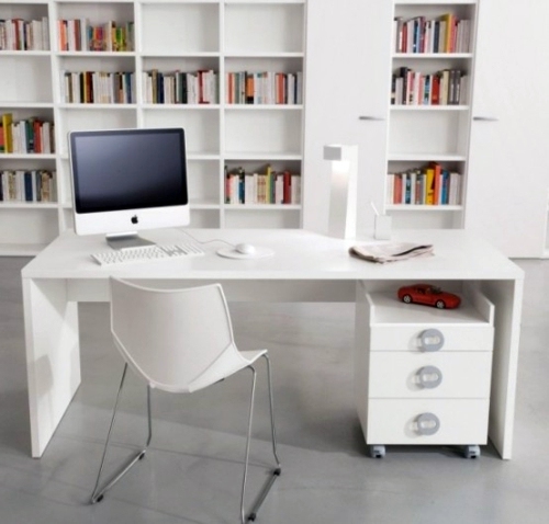 Clever workplace design with more storage space Clever workplace design with more storage space