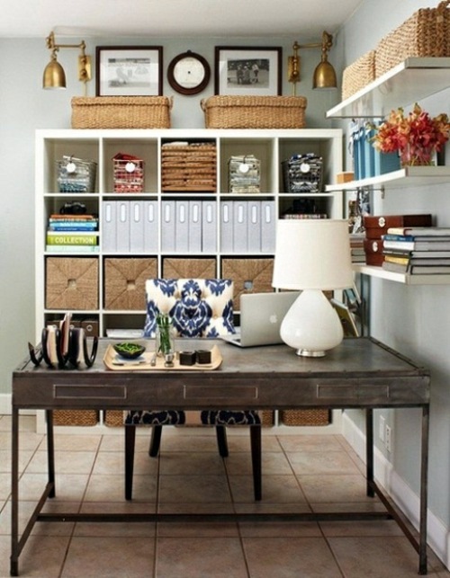 Clever workplace design with more storage space Clever workplace design with more storage space