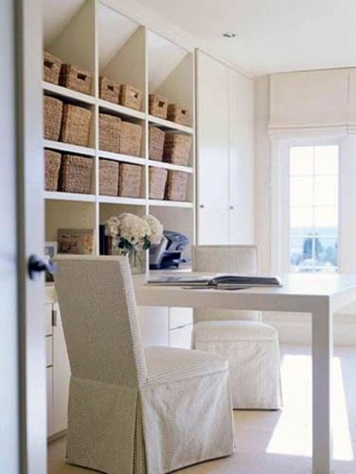 Clever workplace design with more storage space Clever workplace design with more storage space