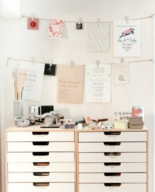 Clever workplace design with more storage space Clever workplace design with more storage space