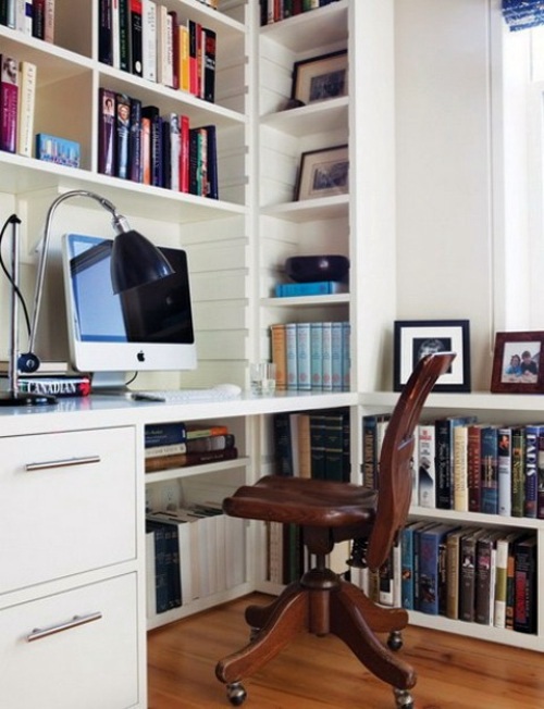 Clever workplace design with more storage space Clever workplace design with more storage space