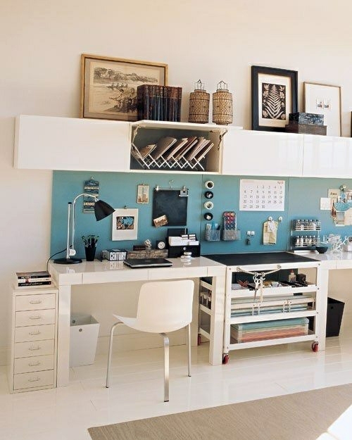 Clever workplace design with more storage space Clever workplace design with more storage space
