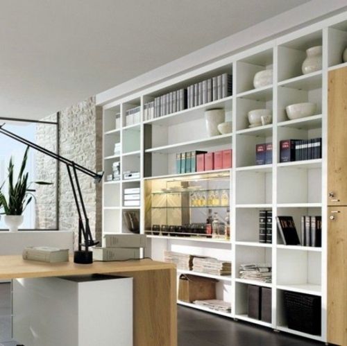 Clever workplace design with more storage space Clever workplace design with more storage space