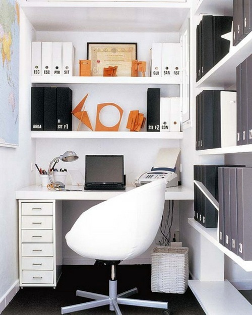 Clever workplace design with more storage space Clever workplace design with more storage space