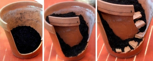 Garten & Pflanzen - Creative Landscaping with broken plant pots
