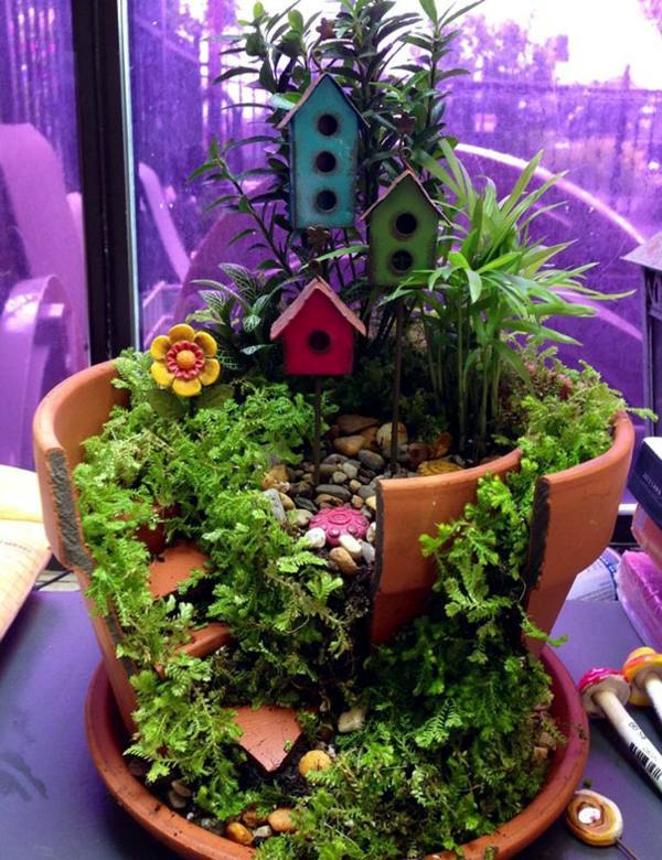 Creative Landscaping with broken plant pots