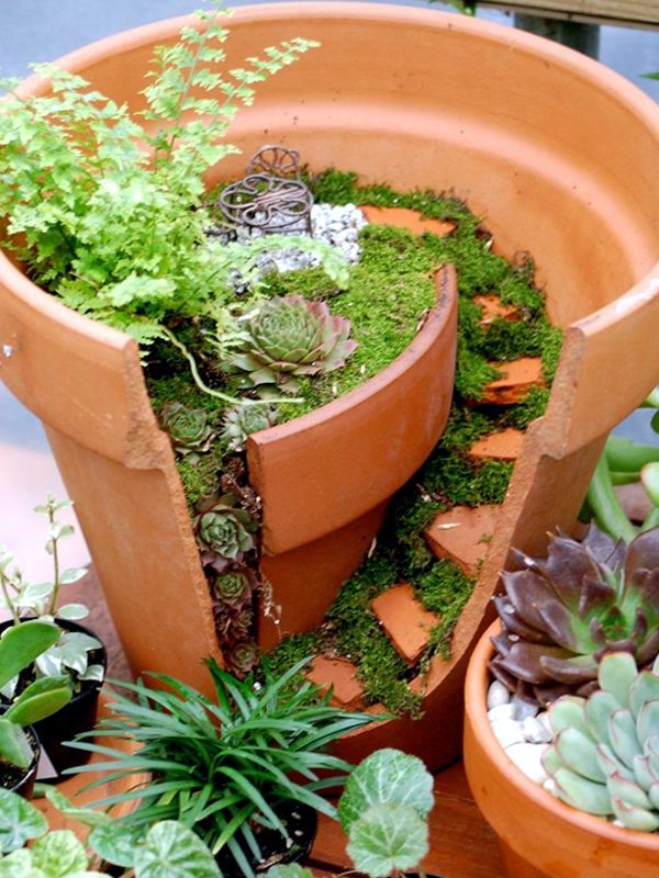 Creative Landscaping With Broken Plant Pots Interior Design Creative Landscaping With Broken Plant