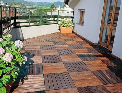 Wood Tiling Wooden Floor On The Balcony Interior Design Ideas