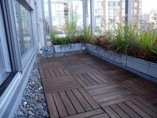 Wood Tiling Wooden Floor On The Balcony Interior Design Ideas