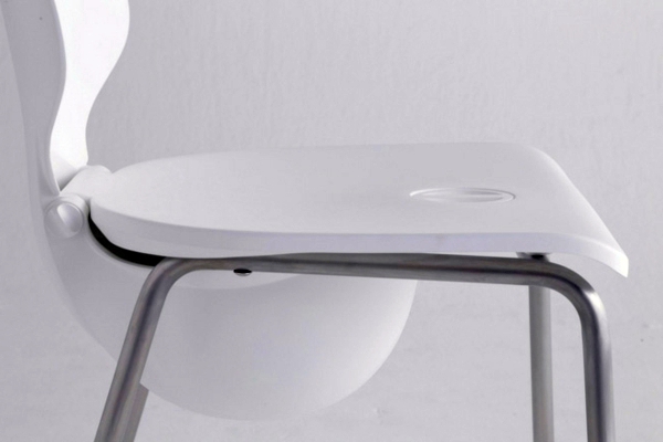Chair and helmet combined in a
