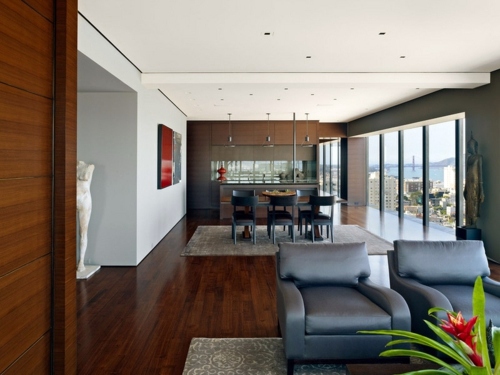 How to combine the carpets in an open living plan?