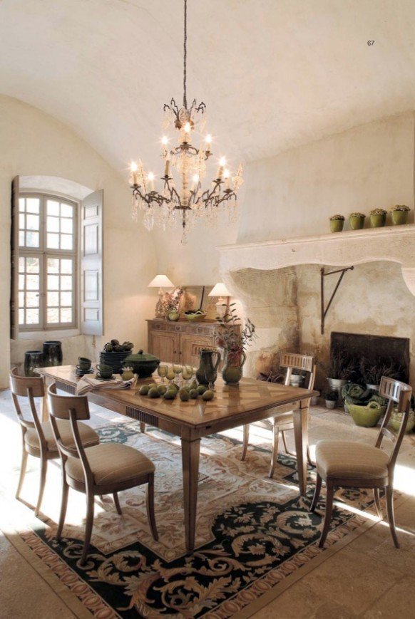 Elegant Decor In The Dining Room With Rustic Furniture Interior