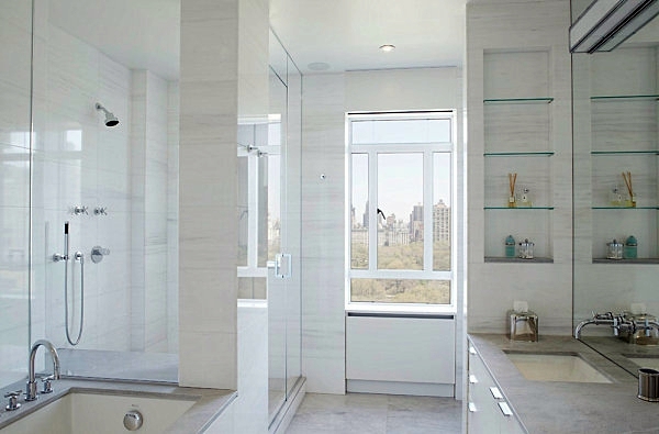 A glass shelves are stylish and modern in the Room