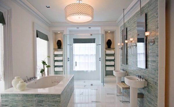 A glass shelves are stylish and modern in the Room