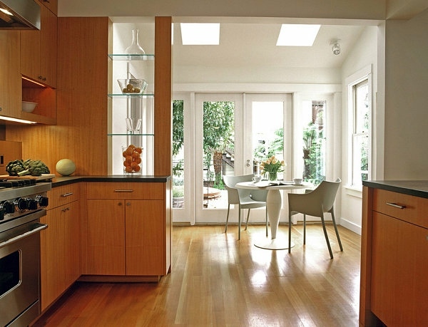 A glass shelves are stylish and modern in the Room