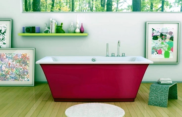 Freestanding bathtub in modern bathroom
