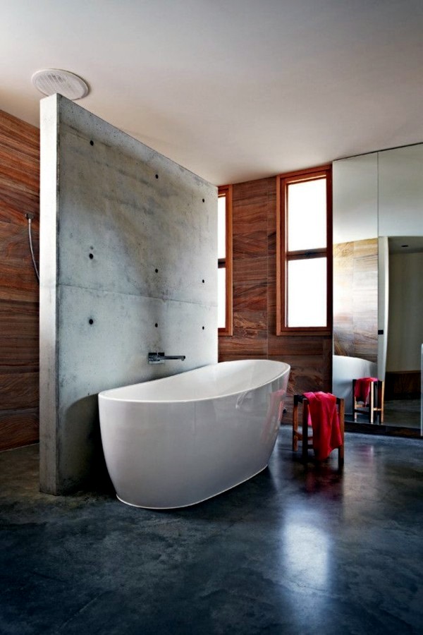 Freestanding bathtub in modern bathroom
