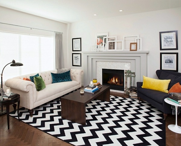 Smart application of Chevron patterns in the living room