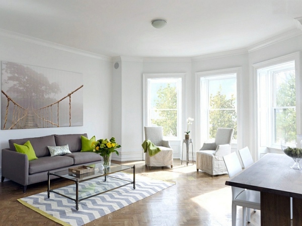Smart application of Chevron patterns in the living room