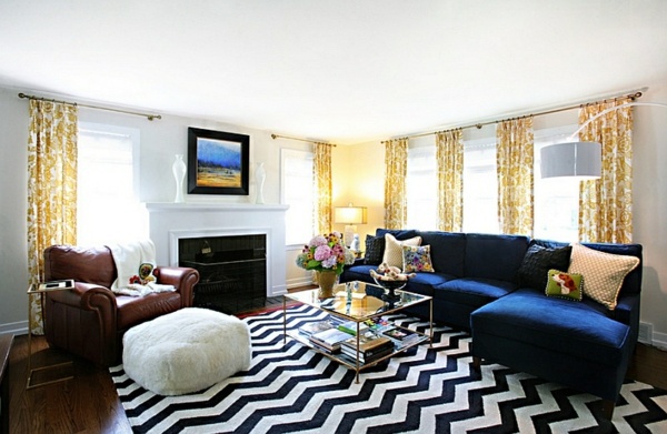 Smart application of Chevron patterns in the living room