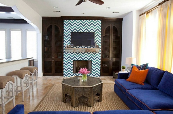 Smart application of Chevron patterns in the living room