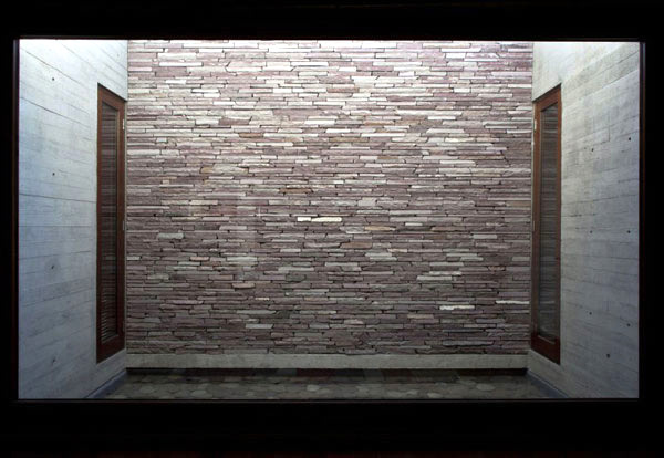 Wide modern house mix natural materials