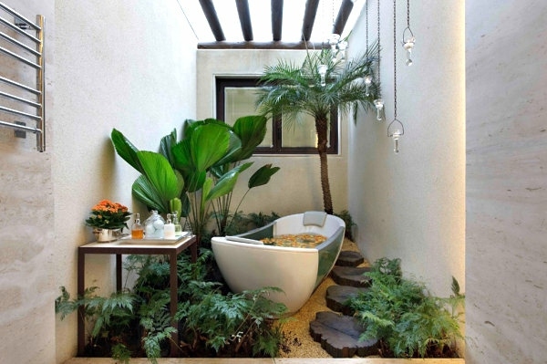 Interior Design Ideas Green Houseplants In The Bathroom