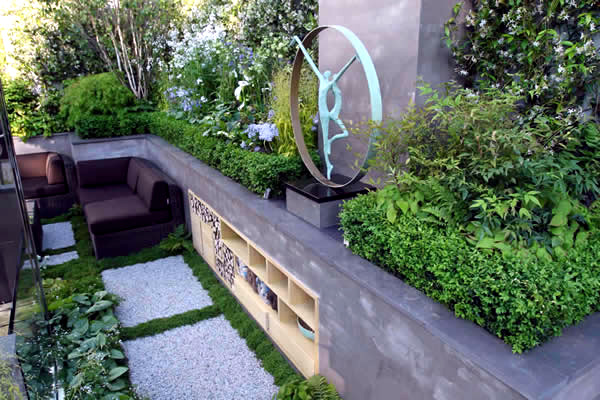 The modern garden bench made of wood The modern garden bench made of wood