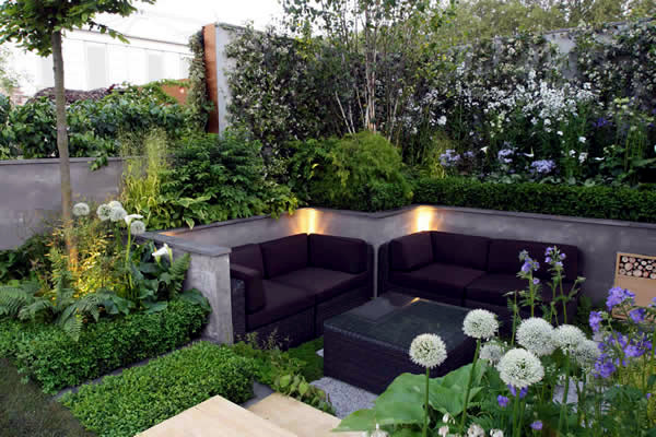 The modern garden bench made of wood The modern garden bench made of wood
