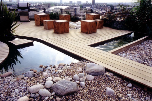The modern garden bench made of wood The modern garden bench made of wood