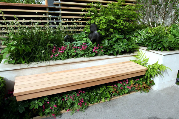 The modern garden bench made of wood The modern garden bench made of wood