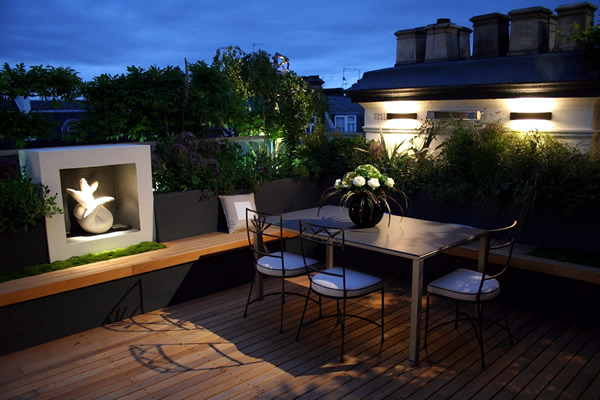The modern garden bench made of wood The modern garden bench made of wood