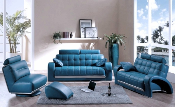 Blue color palette in vibrant interior design - chic, relaxing atmosphere at home