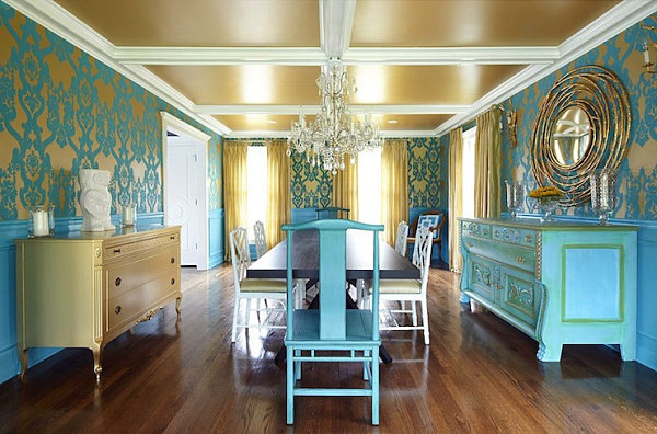 Blue color palette in vibrant interior design - chic, relaxing atmosphere at home