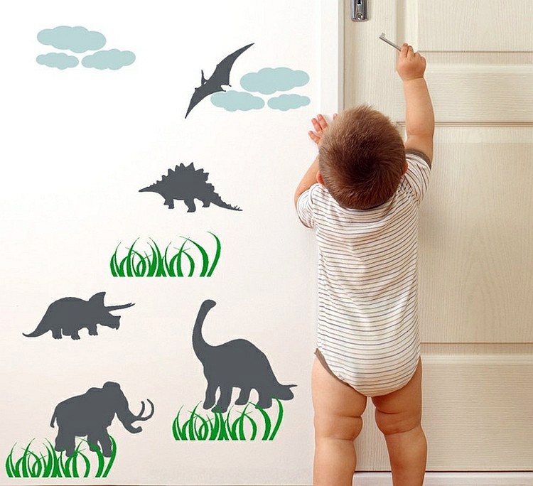 Wandgestaltung - Nursery Wall Decal - liven up the room with dinosaur pictures