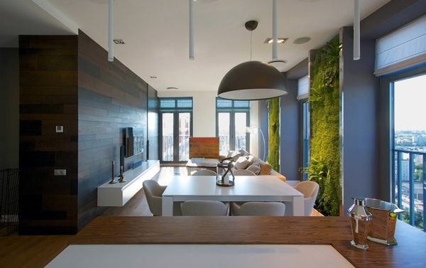 Modern interior design ideas - Exceptional family home, embellished with properly illuminated vertical garden