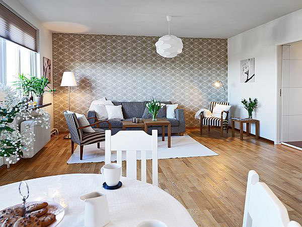 Stressed wall effects in living rooms design