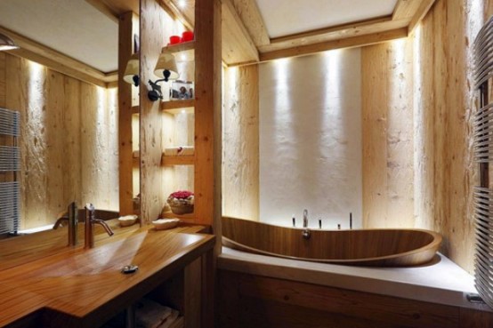 Wooden Interior Design - Elegant apartment in the rustic real wood Wooden Interior Design - Elegant apartment in the rustic real wood