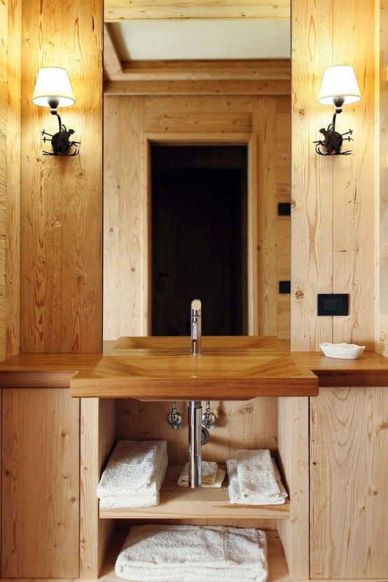 Wooden Interior Design - Elegant apartment in the rustic real wood