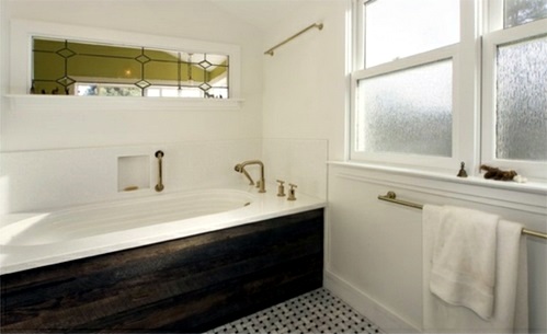 Attractive bathroom with bath from wood Attractive bathroom with bath from wood