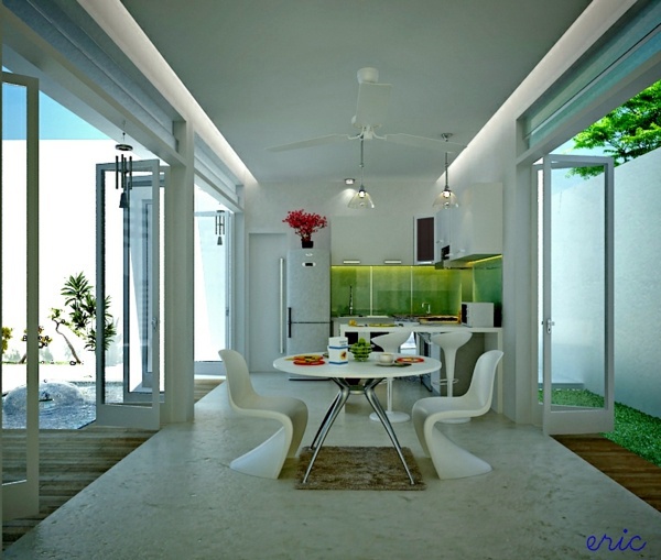 Stylish white decoration in the dining room