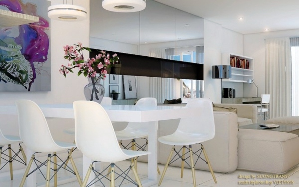 Stylish white decoration in the dining room | Avso