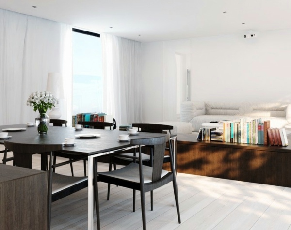 Stylish white decoration in the dining room