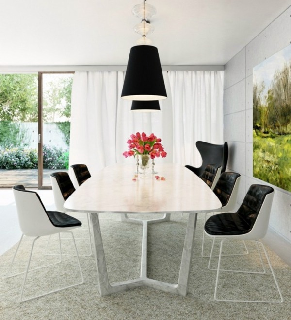 Stylish white decoration in the dining room
