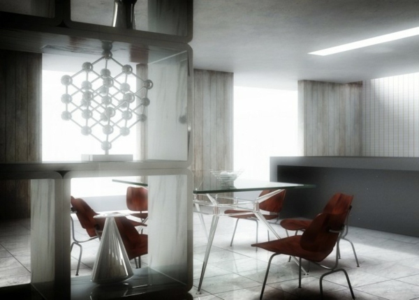 Stylish white decoration in the dining room