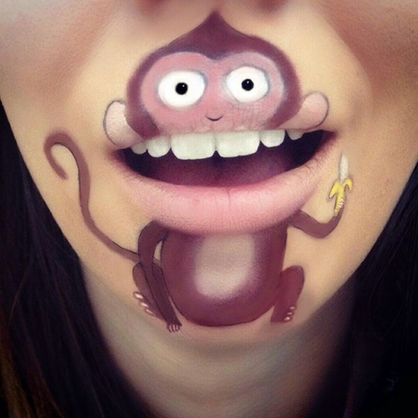 Lifestyle - Creative make-up artist transforms her lips in cool cartoon characters