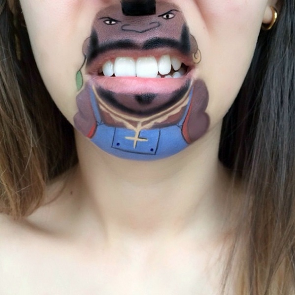 Creative make-up artist transforms her lips in cool cartoon characters