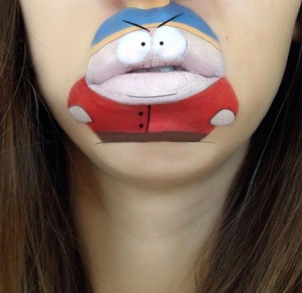 Creative make-up artist transforms her lips in cool cartoon characters
