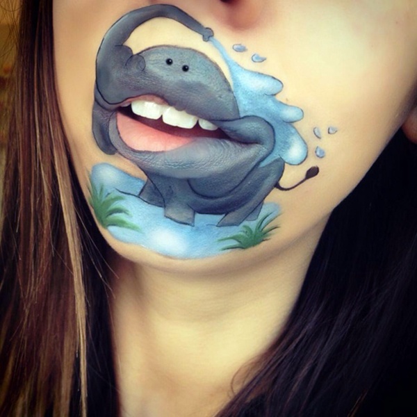 Creative make-up artist transforms her lips in cool cartoon characters