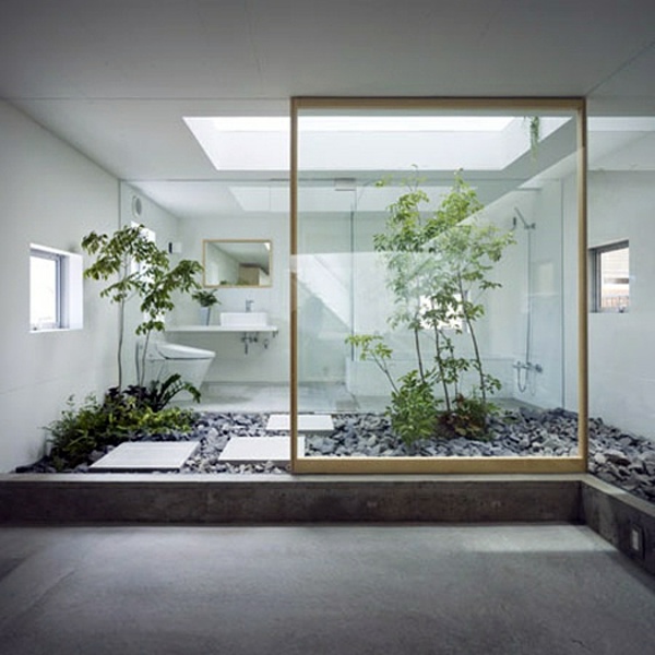 Bathroom design with flowers and plants - original ideas spring